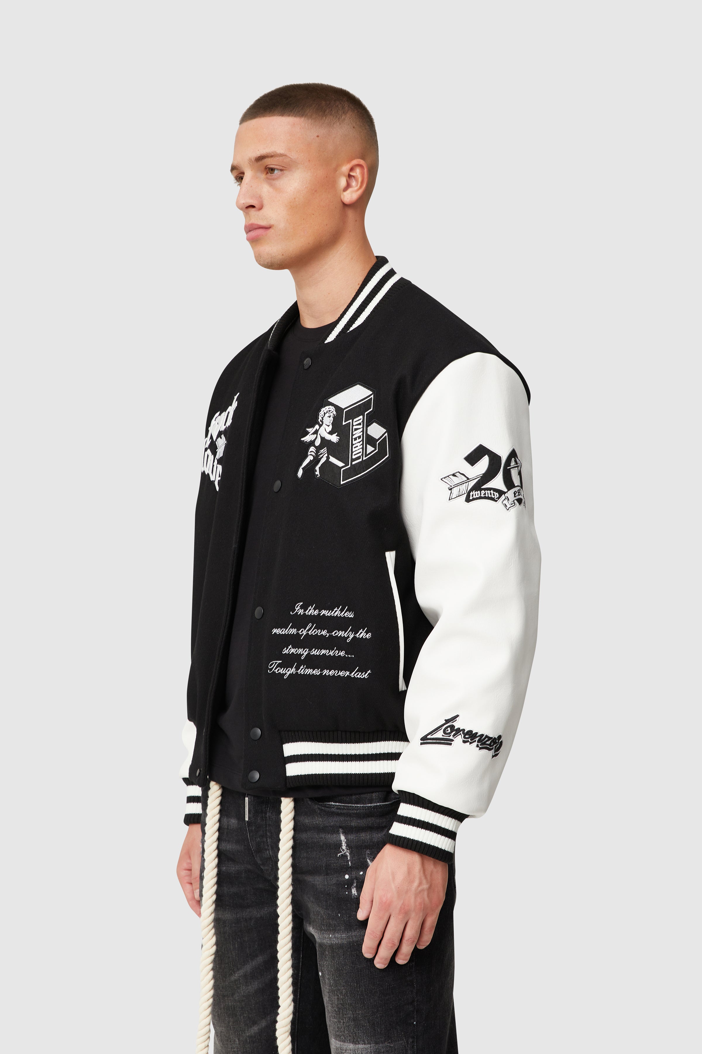 TOUGH LOVE VARSITY JACKET - BLACK – Lorenzo Veratti