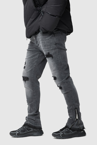 ENZO SKINNY ZIP JEAN - GREY