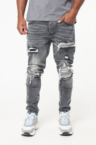 VINNIE REFLECTIVE BIKER JEAN - GREY